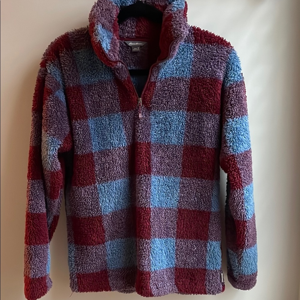 Eddie Bauer Red and Blue Checkered Sweater